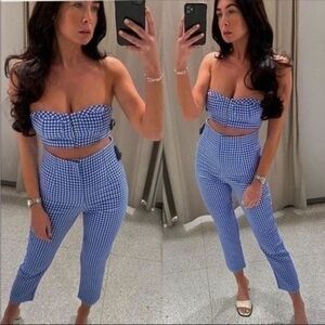 ZARA Set 2 piece Gingham crop top and high waist pants